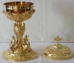 Antique French solid silver gilt Baroque Ciborium